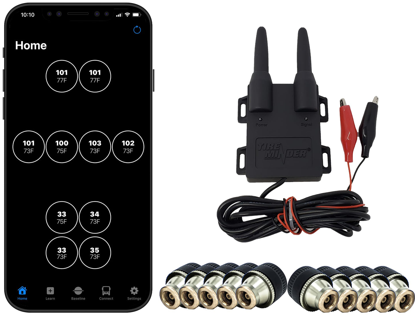 RV Smart TPMS Tire Pressure Monitoring System with 4 Transmitters Real Time Monitoring Display