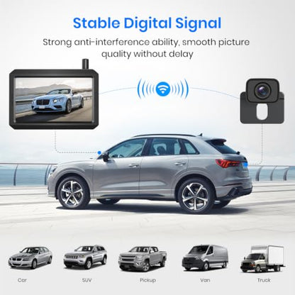 Wireless Backup Camera 1080P HD Dual Channel Monitor with Night Vision IP69K Waterproof