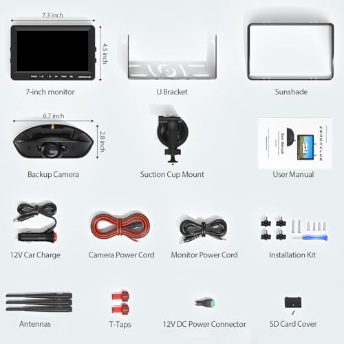 1080P Wireless RV Backup Camera System 7" Monitor with DVR IR Night Vision IP69 Waterproof