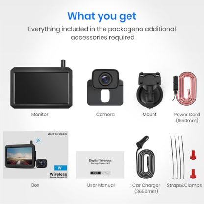 Wireless Backup Camera 1080P HD Dual Channel Monitor with Night Vision IP69K Waterproof