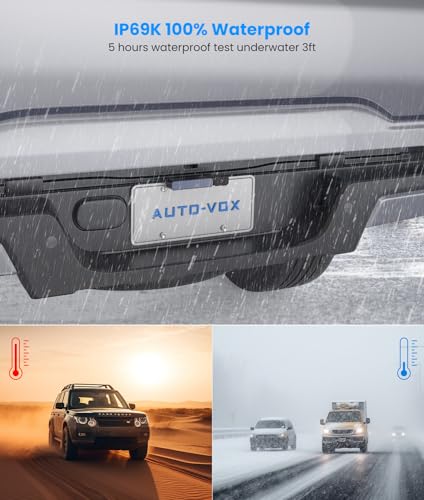 Solar Wireless Backup Camera 6" 1080P HD Monitor IP69K Waterproof Rear View System for Easy Installation