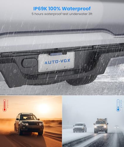 Solar Wireless Backup Camera 6" 1080P HD Monitor IP69K Waterproof Rear View System for Easy Installation