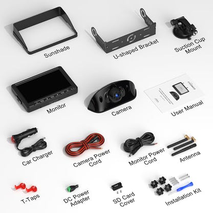 HD 1080P 7" Wireless RV Backup Camera System Pre-Wired Compatible