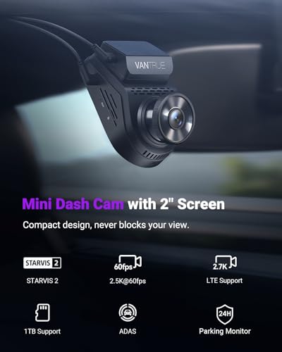 Vantrue S1 Pro Dash Cam STARVIS 2, Dash Camera for Cars, ADAS, App Control, Built-in WiFi GPS, G-Sensor, Loop Recording, Night Vision, 24H Parking Mode, 158°, 2" IPS