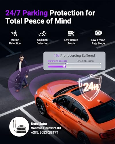 Vantrue S1 Pro Dash Cam STARVIS 2, Dash Camera for Cars, ADAS, App Control, Built-in WiFi GPS, G-Sensor, Loop Recording, Night Vision, 24H Parking Mode, 158°, 2" IPS