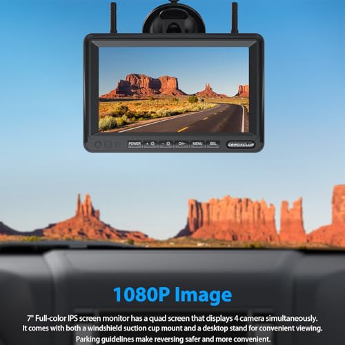 1080P Wireless RV Backup Camera System 7" Monitor with DVR IR Night Vision IP69 Waterproof