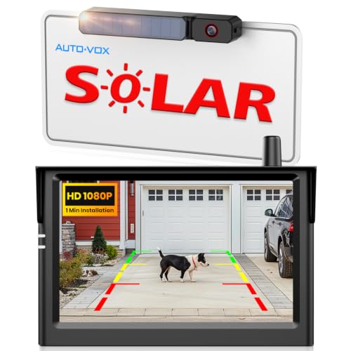 Solar Wireless Backup Camera 6" 1080P HD Monitor IP69K Waterproof Rear View System for Easy Installation