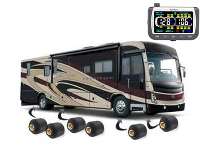 TPMS Tire Pressure and Temperature Monitoring System with 3.5" Color Display and 4 Sensors for Trailer Safety