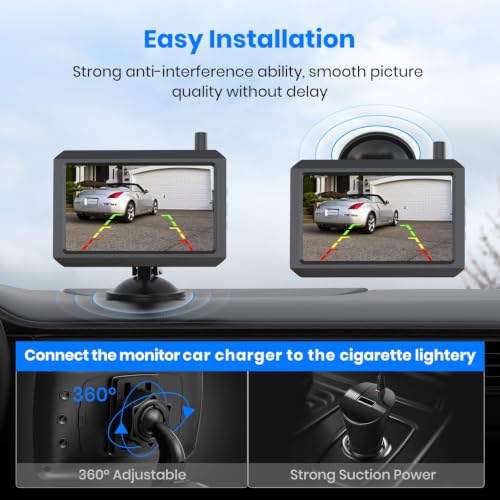 Wireless Backup Camera 1080P HD Dual Channel Monitor with Night Vision IP69K Waterproof