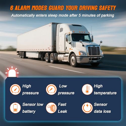 RV Trailer TPMS Tire Pressure Monitoring System with 4 Sensors and Real-Time Pressure & Temperature Alerts