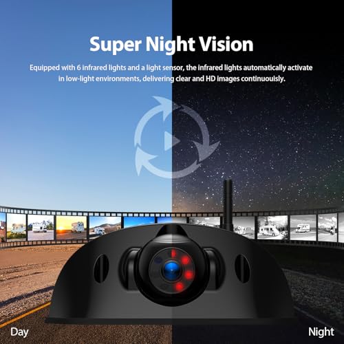 1080P Wireless RV Backup Camera System 7" Monitor with DVR IR Night Vision IP69 Waterproof