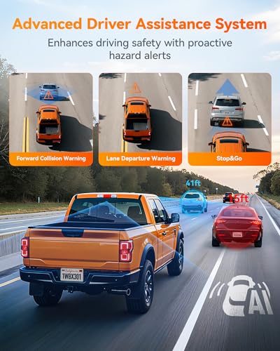 AI Dash Cam Front & Rear with STARVIS 2, ADAS, GPS WiFi Voice Control Touch Screen