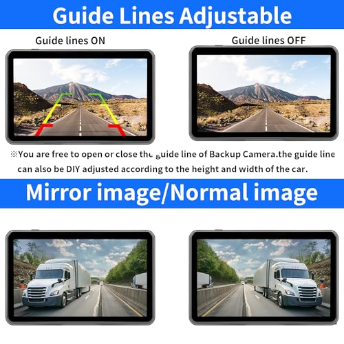 3-Channel 1080P Backup Camera System with 10.1" Monitor for Truck RV Split Screen Night Vision IP68