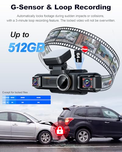 N300Pro 4K 4 Channel Dash Cam Front and Rear, STARVIS 2 Sensor, 3" Touch Screen, 5.8GHz WiFi GPS, 360° Car Dash Camera, AI Driver Monitor System, Free 64GB Card, WDR Night Vision HDR, 24H Parking Mode