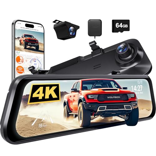 AI Mirror Dash Cam 4K Front & Rear with ADAS BSD GPS WiFi Voice Control Parking Monitor