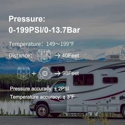 Trailer RV TPMS Solar Tire Pressure Monitoring System with 6 Sensors Signal Repeater Real-Time Display Pressure Temperature Alerts