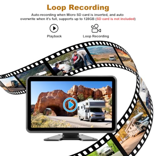 3-Channel 1080P Backup Camera System with 10.1" Monitor for Truck RV Split Screen Night Vision IP68