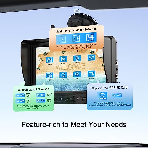 HD 1080P 7" Wireless RV Backup Camera System Pre-Wired Compatible