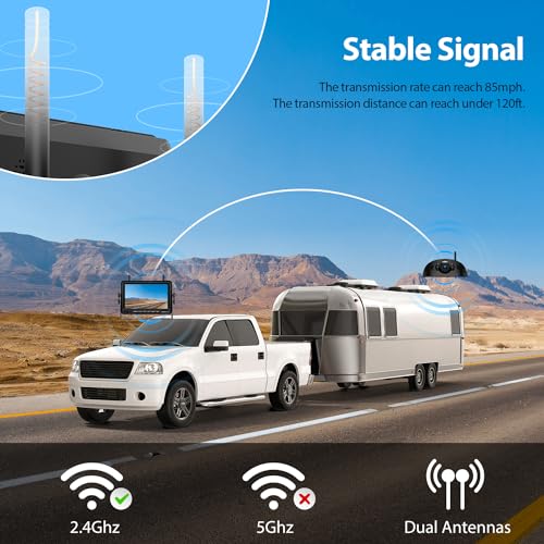 1080P Wireless RV Backup Camera System 7" Monitor with DVR IR Night Vision IP69 Waterproof