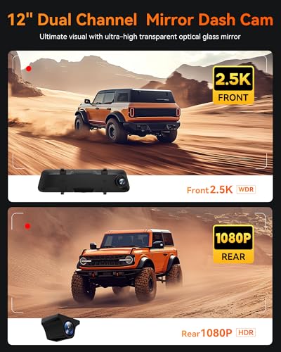 AI Mirror Dash Cam Front & Rear with ADAS BSD GPS WiFi Voice Control Parking Monitor