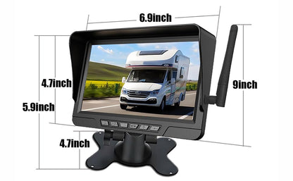 Magnetic Solar Wireless Backup Camera System with 7" Monitor 1080P HD DVR Loop Recording for RV Truck Trailer