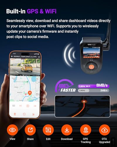 Vantrue S1 Pro Dash Cam STARVIS 2, Dash Camera for Cars, ADAS, App Control, Built-in WiFi GPS, G-Sensor, Loop Recording, Night Vision, 24H Parking Mode, 158°, 2" IPS