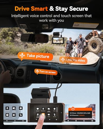 AI Dash Cam Front & Rear with STARVIS 2, ADAS, GPS WiFi Voice Control Touch Screen