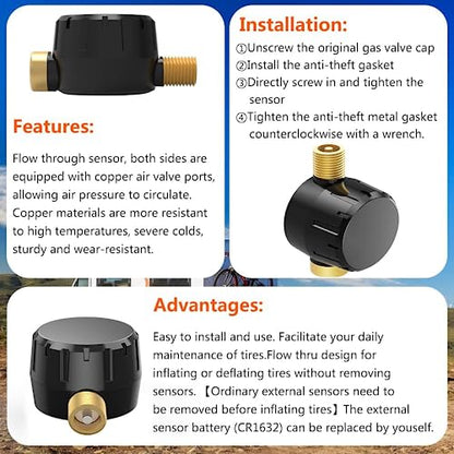 Trailer RV TPMS Solar Tire Pressure Monitoring System with 6 Sensors Signal Repeater Real-Time Display Pressure Temperature Alerts