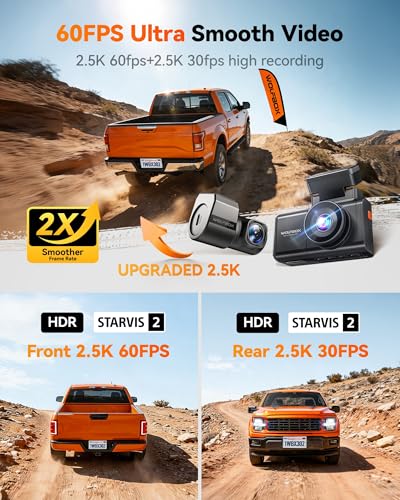 AI Dash Cam Front & Rear with STARVIS 2, ADAS, GPS WiFi Voice Control Touch Screen