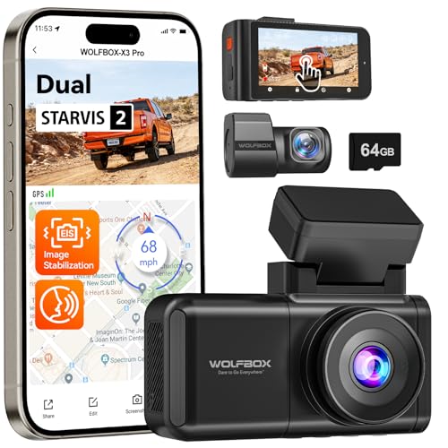 AI Dash Cam Front & Rear with STARVIS 2, ADAS, GPS WiFi Voice Control Touch Screen