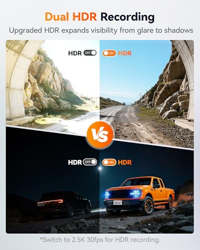 AI Dash Cam Front & Rear with STARVIS 2, ADAS, GPS WiFi Voice Control Touch Screen