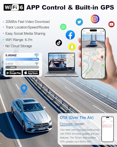 N300Pro 4K 4 Channel Dash Cam Front and Rear, STARVIS 2 Sensor, 3" Touch Screen, 5.8GHz WiFi GPS, 360° Car Dash Camera, AI Driver Monitor System, Free 64GB Card, WDR Night Vision HDR, 24H Parking Mode