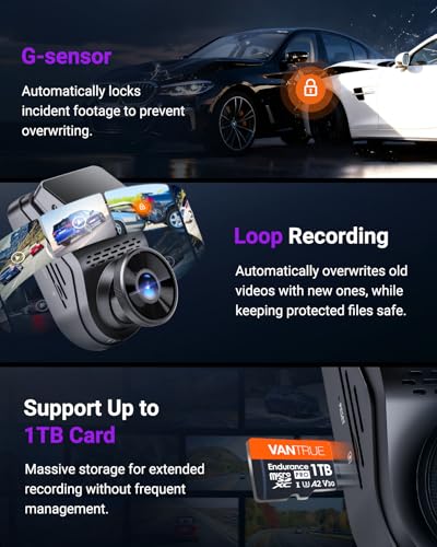 Vantrue S1 Pro Dash Cam STARVIS 2, Dash Camera for Cars, ADAS, App Control, Built-in WiFi GPS, G-Sensor, Loop Recording, Night Vision, 24H Parking Mode, 158°, 2" IPS