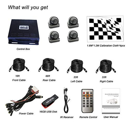 360° Bird View Surround Panoramic View Car Camera System Kit 1080P DVR