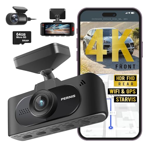 4K AI Dash Cam Front & Rear with STARVIS Sensor GPS WiFi Parking Mode Night Vision