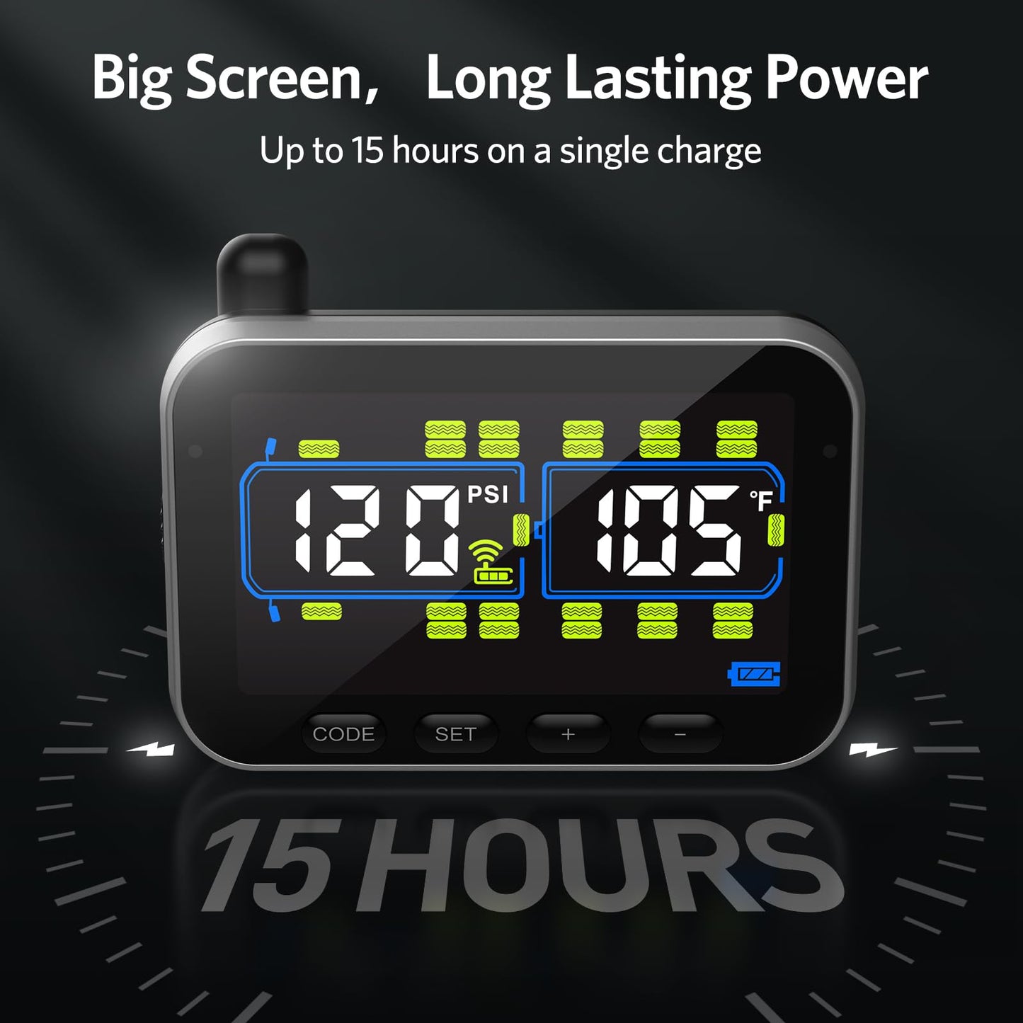 TPMS Tire Pressure Monitoring System Real-Time Pressure and Temperature Display for Vehicle Safety