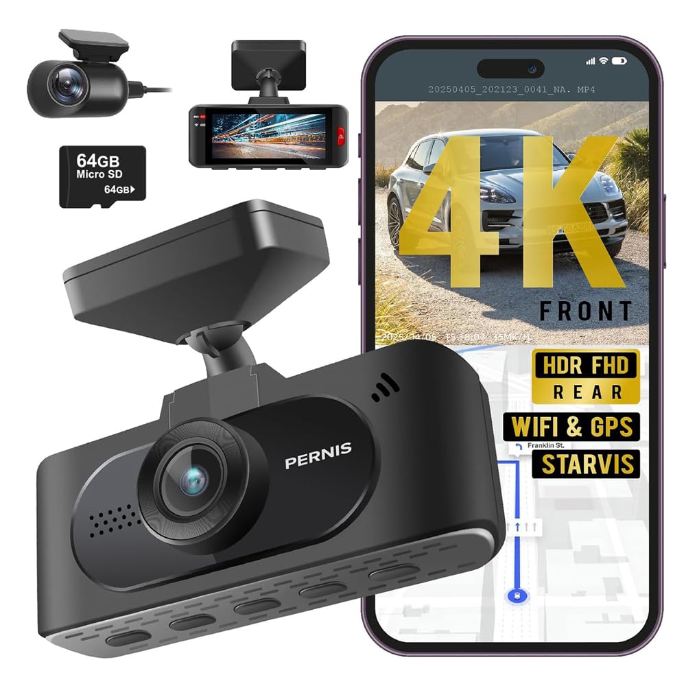 4K AI Dash Cam Front & Rear with STARVIS Sensor GPS WiFi Parking Mode Night Vision