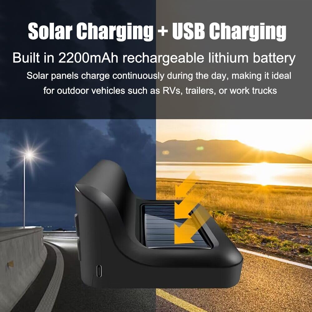 RV TPMS Tire Pressure Monitoring System Solar Display 4 Sensors Real Time Alerts Wireless Monitoring