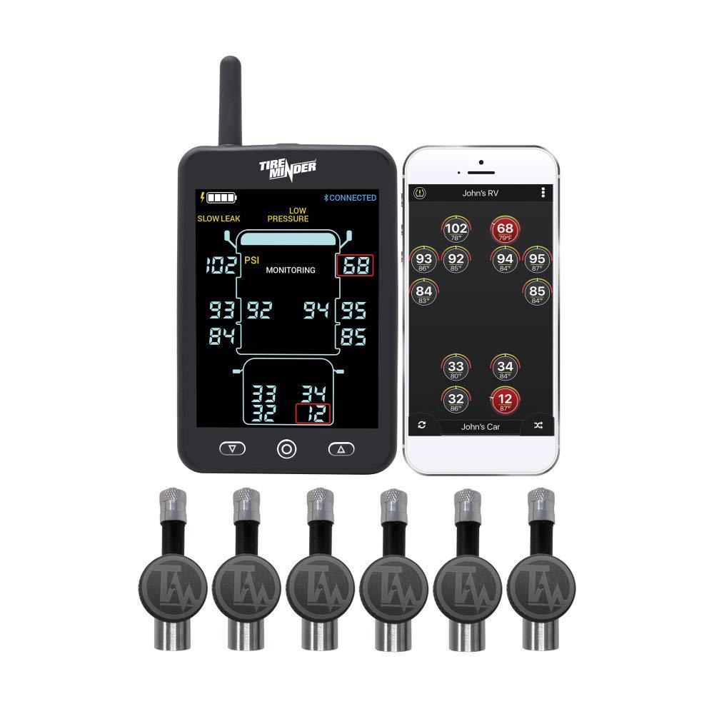 RV TPMS Tire Pressure Monitoring System with 6 Flow Through Sensors Real Time Pressure and Temperature Monitoring