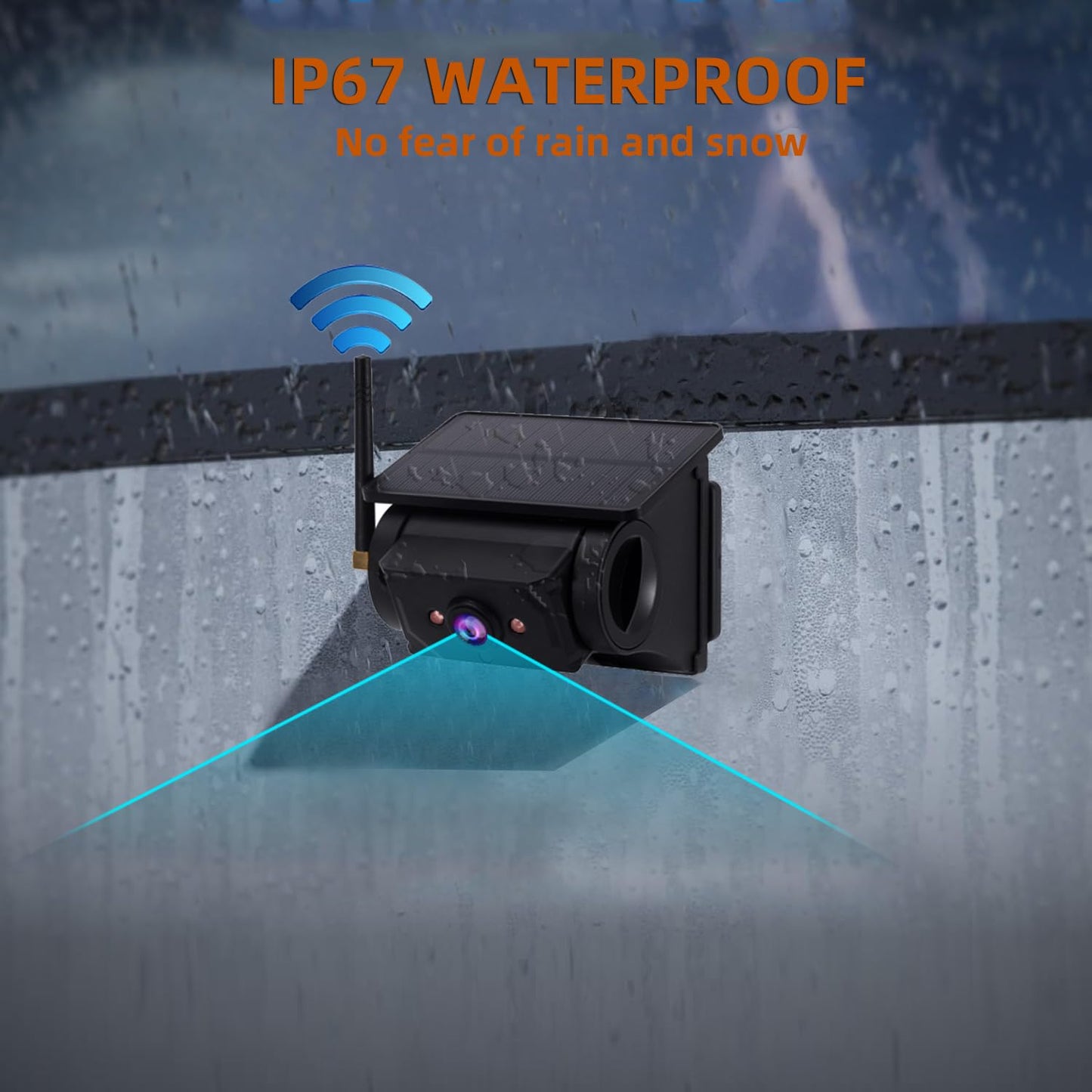 Magnetic Solar Wireless Backup Camera System with 7" Monitor 1080P HD DVR Loop Recording for RV Truck Trailer
