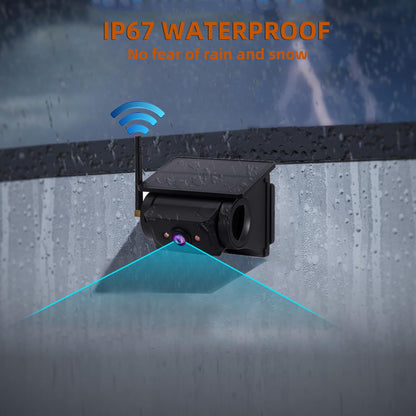 Magnetic Solar Wireless Backup Camera System with 7" Monitor 1080P HD DVR Loop Recording for RV Truck Trailer
