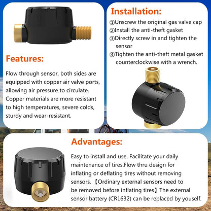 RV TPMS Tire Pressure Monitoring System Solar Display 4 Sensors Real Time Alerts Wireless Monitoring