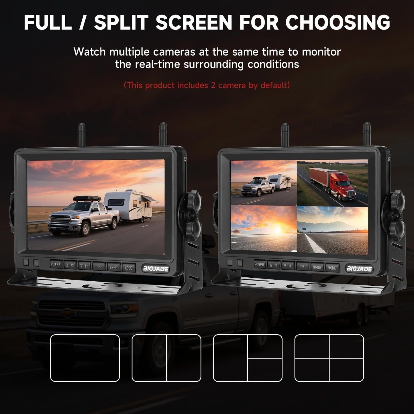Dual Wireless Backup Camera System for RV Trailer and Truck