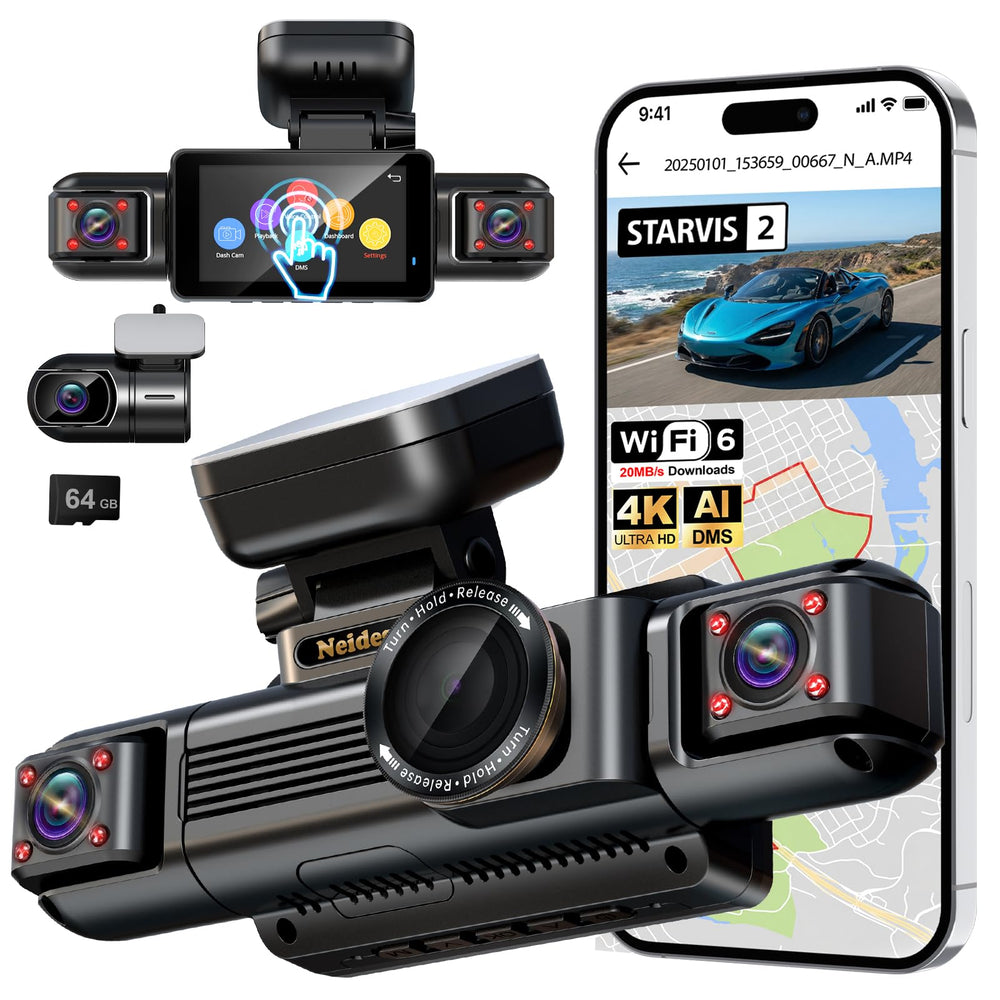 4K STARVIS 2 AI Dash Cam Front & Rear 4-Channel with Driver Monitor GPS WiFi Night Vision Parking Mode Touch Screen