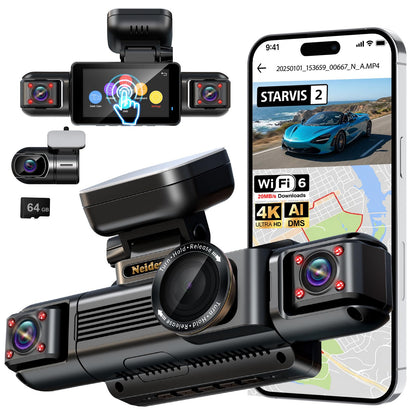 4K STARVIS 2 AI Dash Cam Front & Rear 4-Channel with Driver Monitor GPS WiFi Night Vision Parking Mode Touch Screen