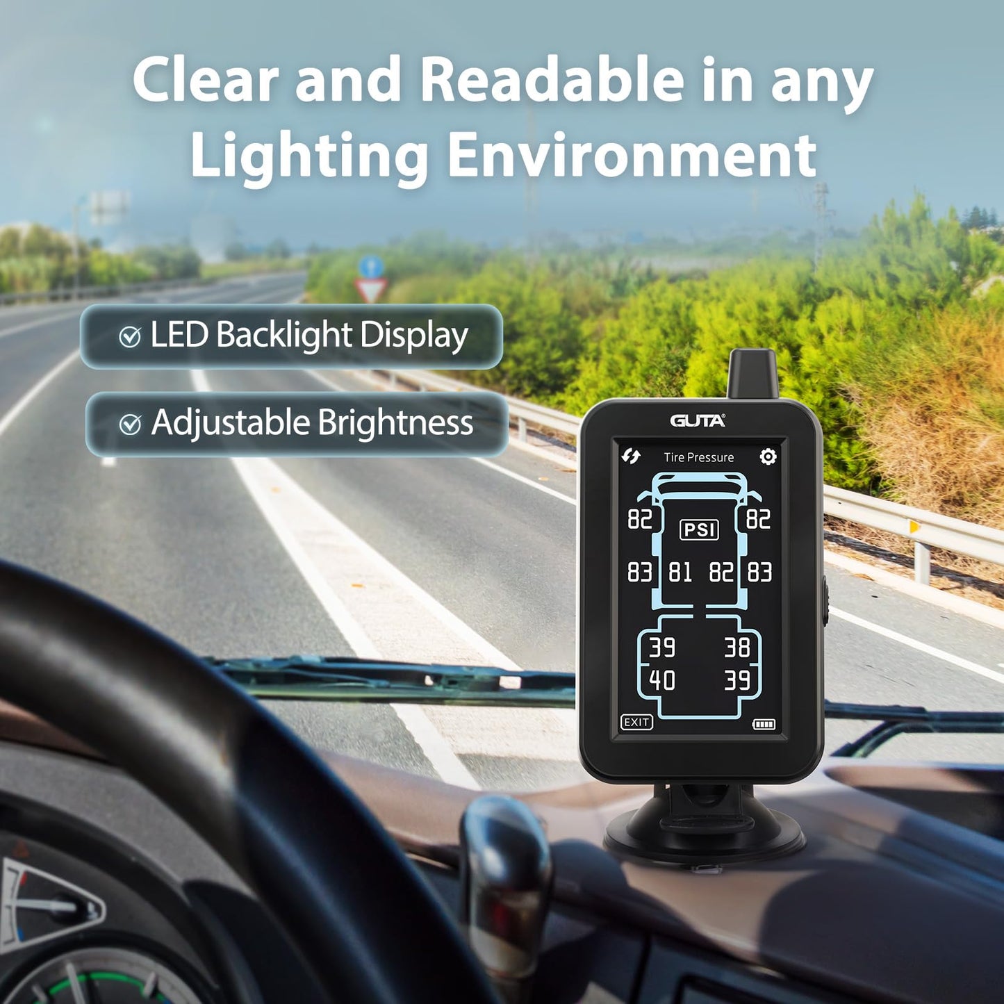 TPMS Tire Pressure Monitoring System with Color Touchscreen Display for Trailer and Vehicle Safety