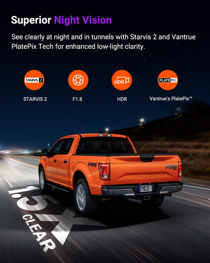 Vantrue S1 Pro Dash Cam STARVIS 2, Dash Camera for Cars, ADAS, App Control, Built-in WiFi GPS, G-Sensor, Loop Recording, Night Vision, 24H Parking Mode, 158°, 2" IPS