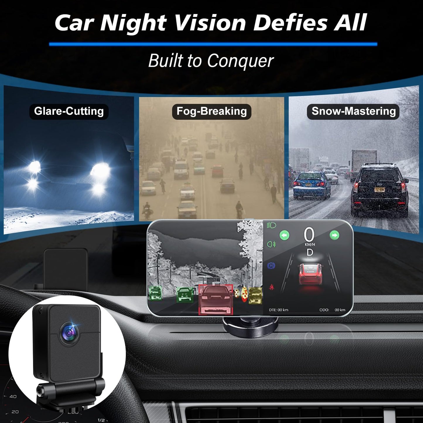 Thermal Night Vision Car Camera with AI Detection Blind Spot Assist