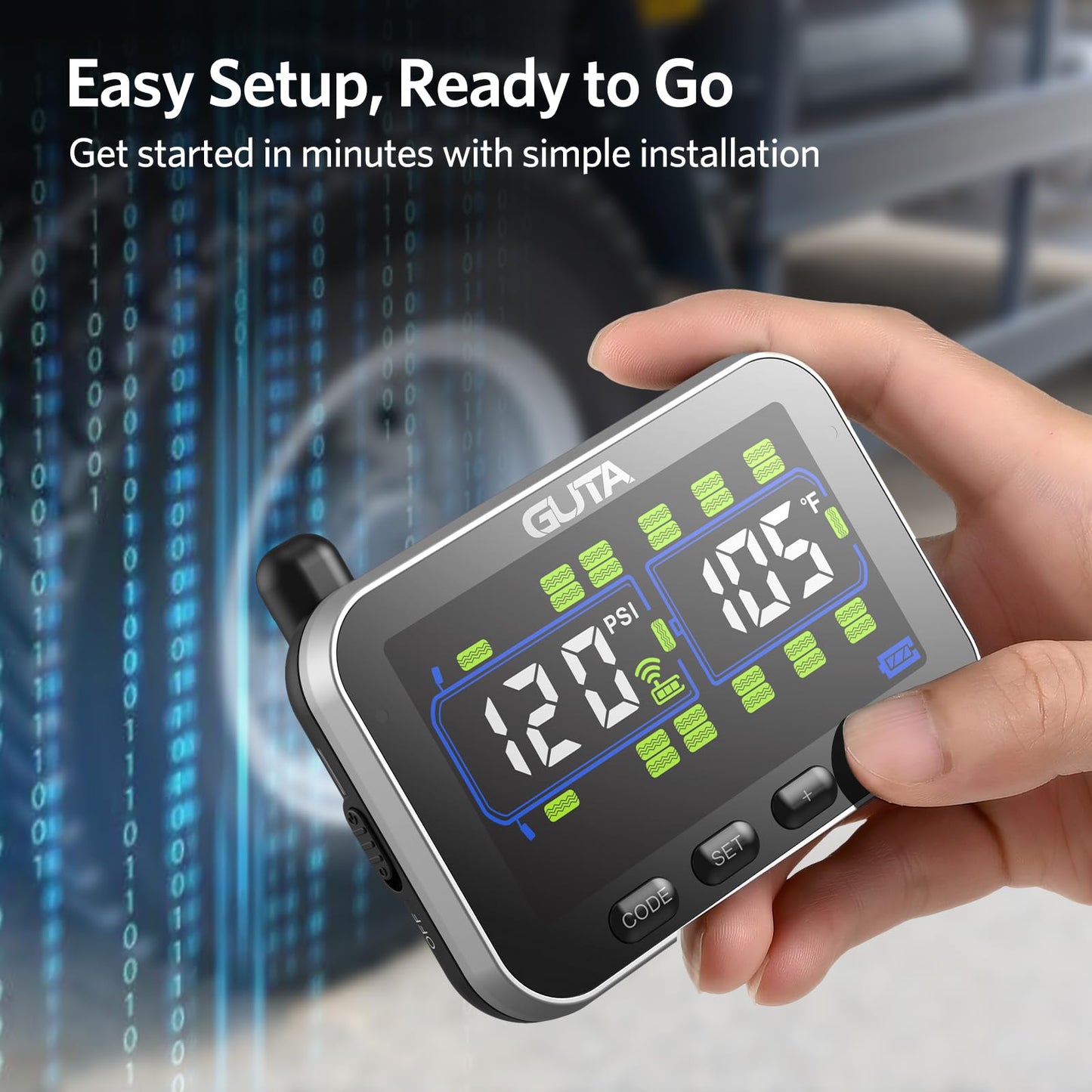 TPMS Tire Pressure Monitoring System Real-Time Pressure and Temperature Display for Vehicle Safety