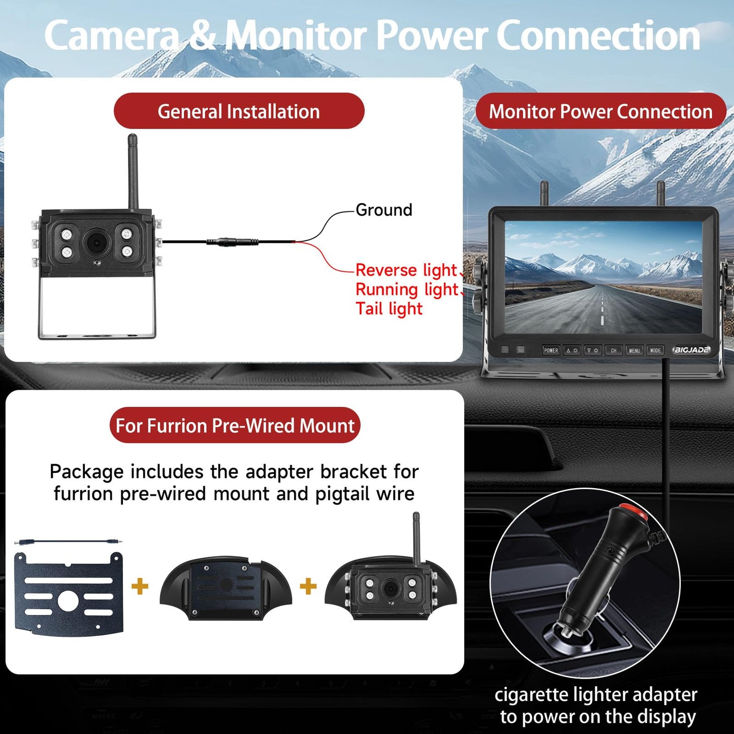 Dual Wireless Backup Camera System for RV Trailer and Truck
